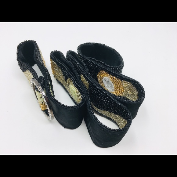 Vintage Hand Beaded Belt Glam Rhinestone Buckle - Picture 3 of 8